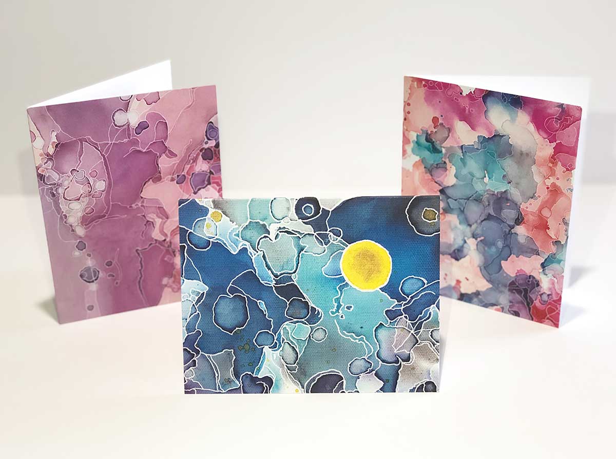 abstract art alcohol ink note cards postcards